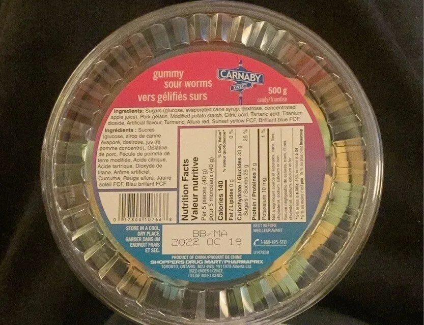 Gummy sour worms