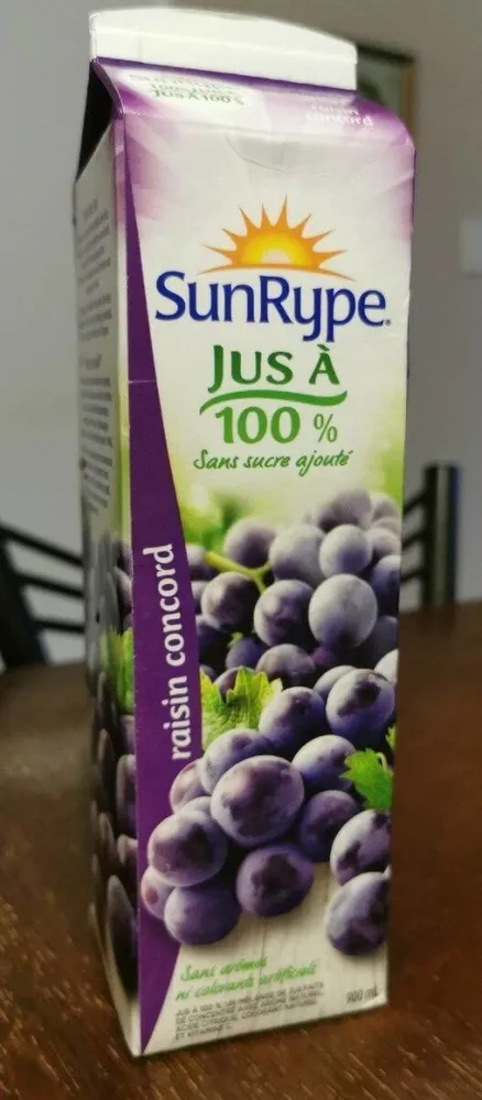 Jus à 100% sans ajout de sucre