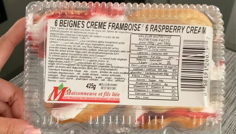 6 beignes creme framboise