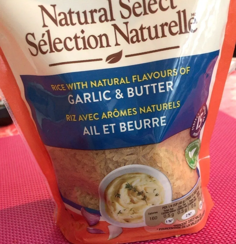 Riz avec aromes naturels ail et beurre