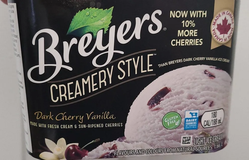 Breyers creamery style dark cherry vanilla ice cream
