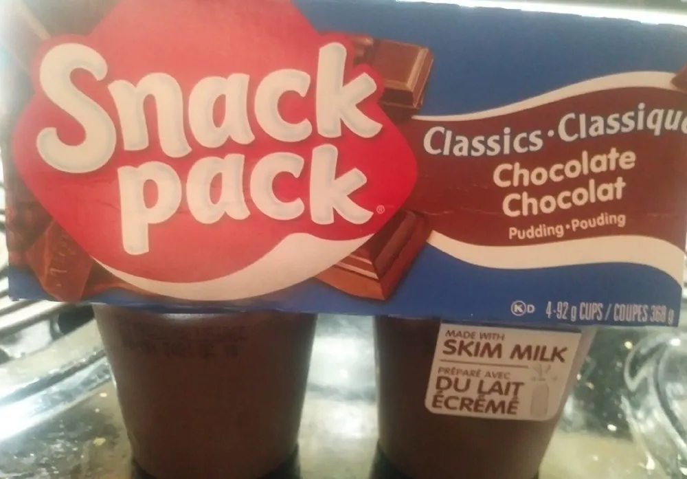 Snack pack chocolate pudding skim milk