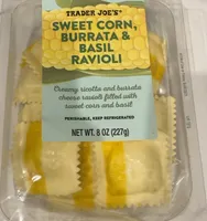Sweet corn burrata and basil ravioli