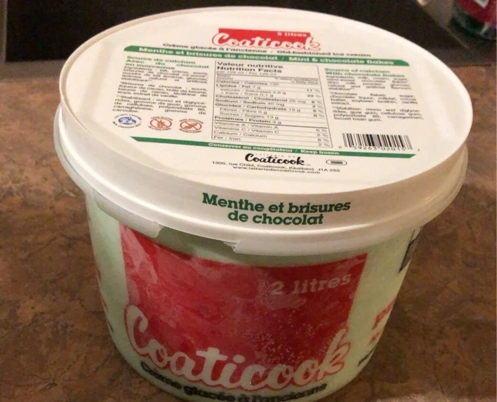 Crème glacée à l’ancienne menthe et brusures de chocolat