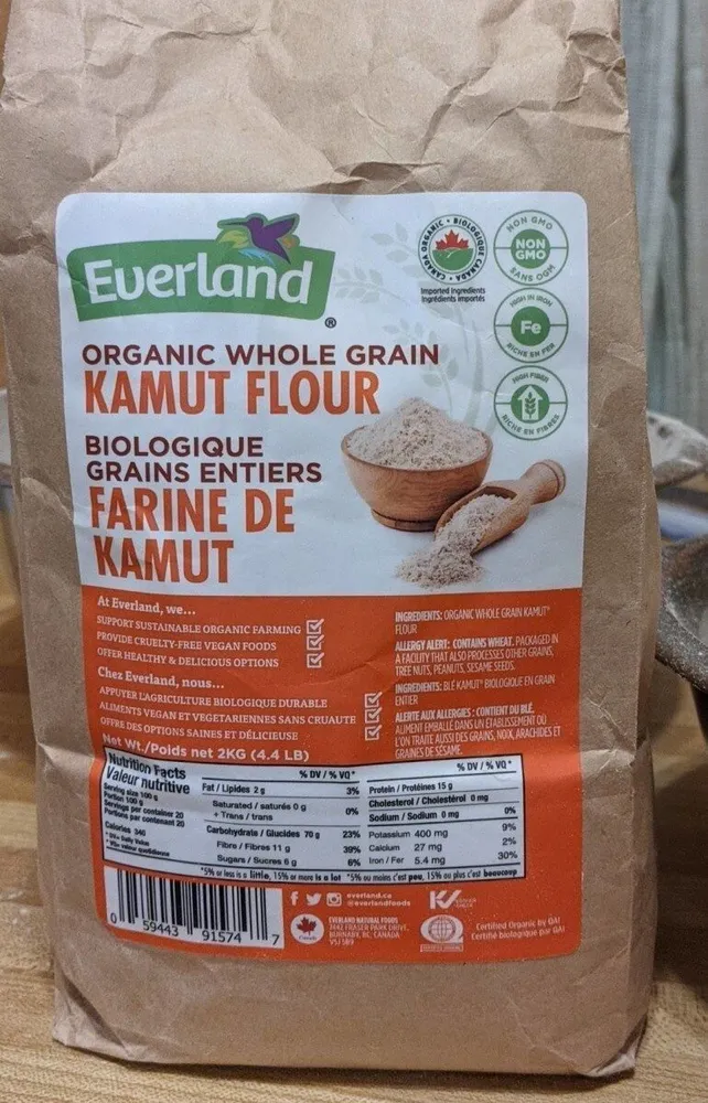 Organic whole grain flour