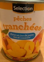 Pêches tranchées dans jus de poire