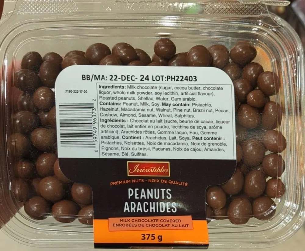 Arachides enrobées de chocolat au lait