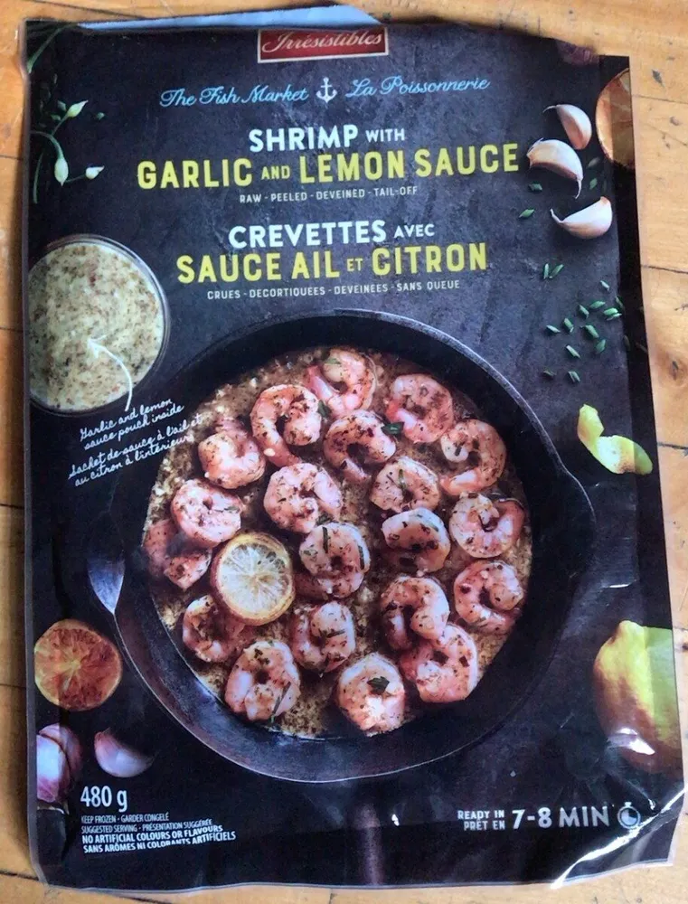 Crevettes avec sauce ail et citron