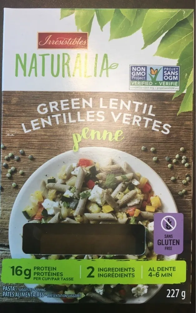Penne lentilles vertes