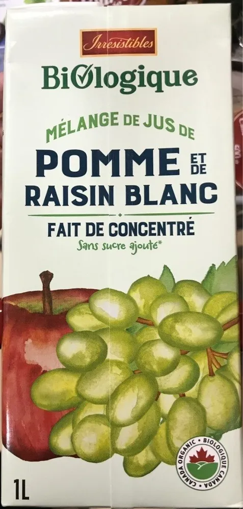 Melange de jus de pomme et de raisin blanc