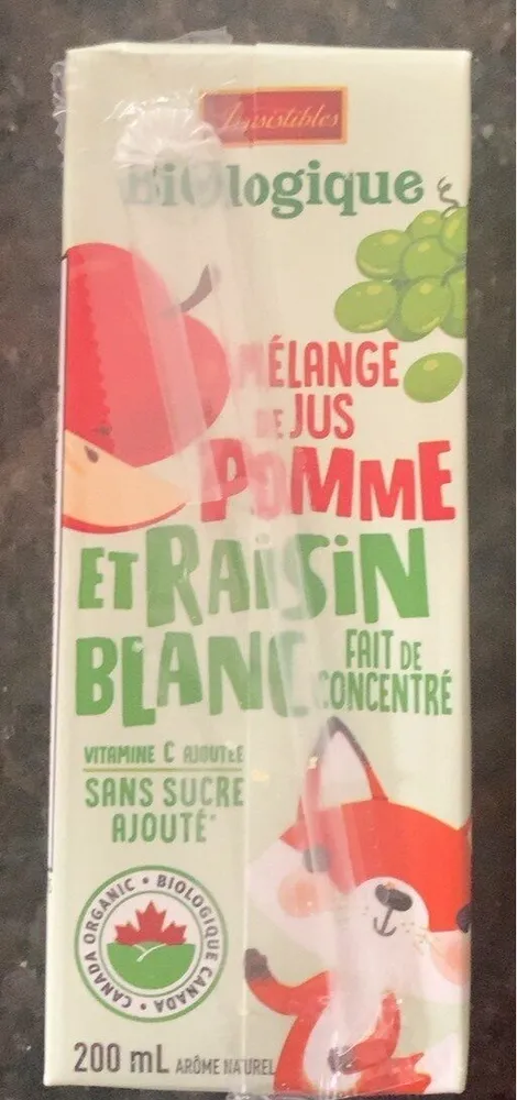 Mélange de jus de pomme et de raisin blanc