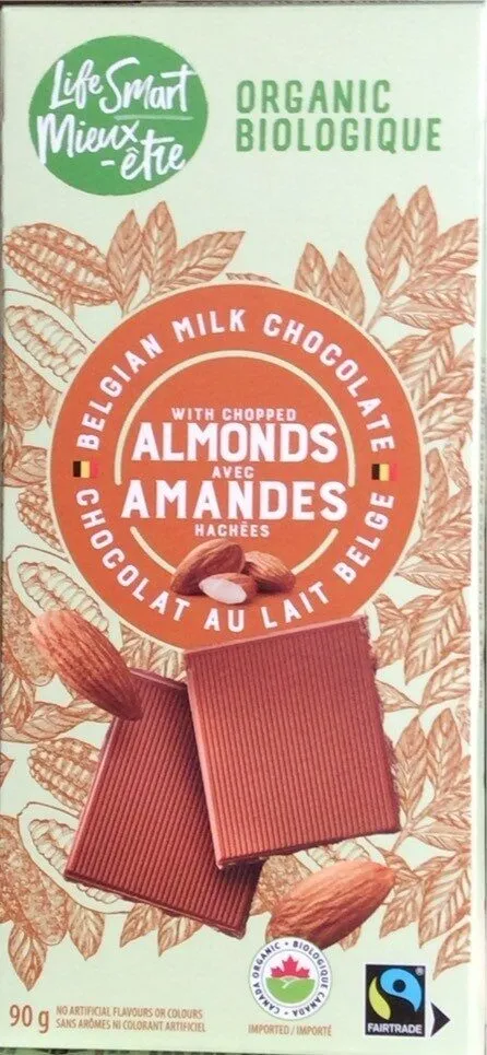 Chocolat au lait belge avec amandes