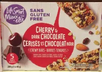 Barres tendres cerises et chocolat noir