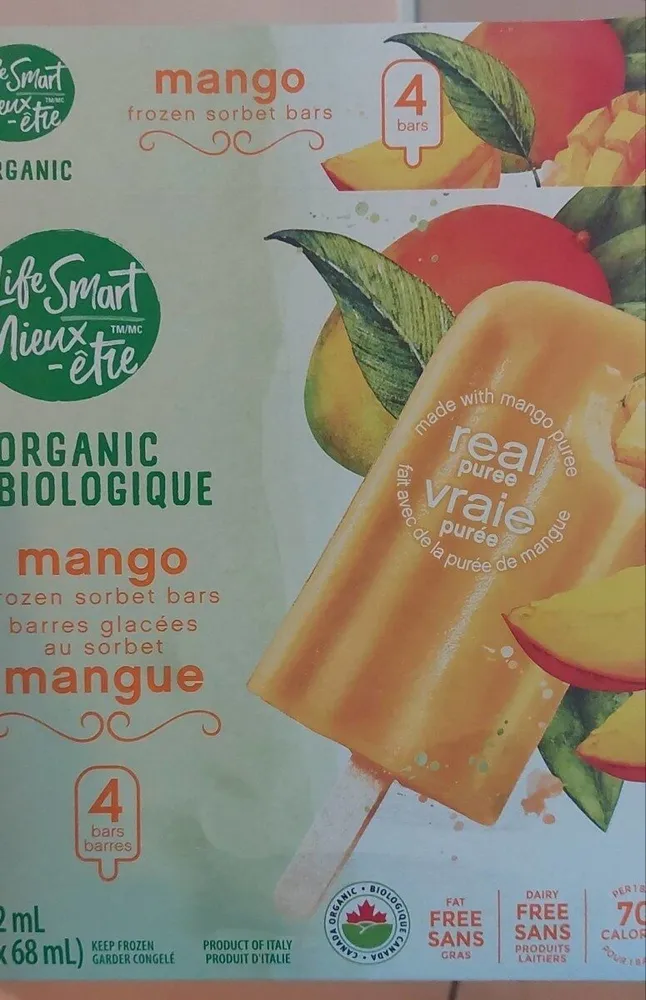 Organic Mango Frozen Sorbet Bars