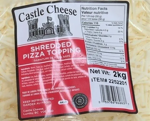 Shredded pizza toppings