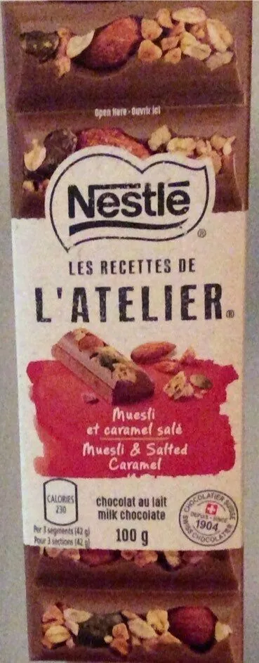 Chocolat au lait muesli et caramel salé