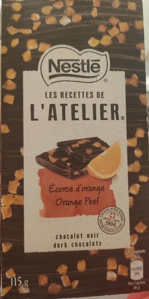 Les recettes de l'atelier écorce d'orange chocolat noir