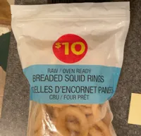 Raw/oven ready breaded squid rings