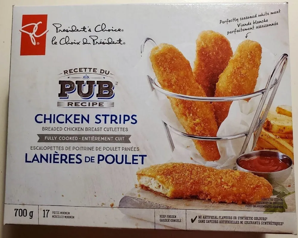 President's Choice Pub Recipe Chicken Strips, Fully Cooked