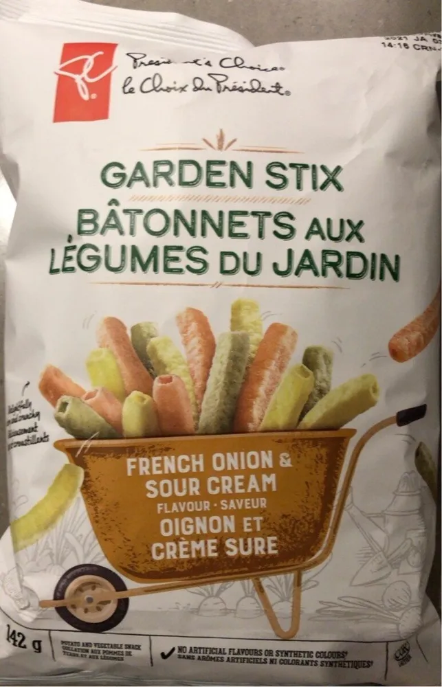 Garden Stix Bâtonnets aux légumes du jardin French Onion & Sour Cream Flavour Saveur Oignon et crème sure