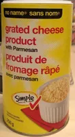 Produit de fromage rapé avec parmesan
