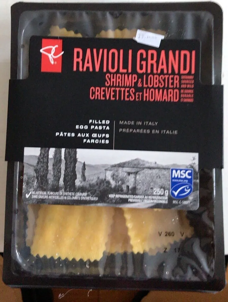 Ravioli Grandi crevettes et honard