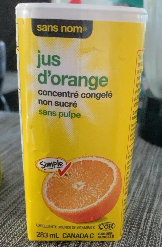Jus d’orange concentré surgelé