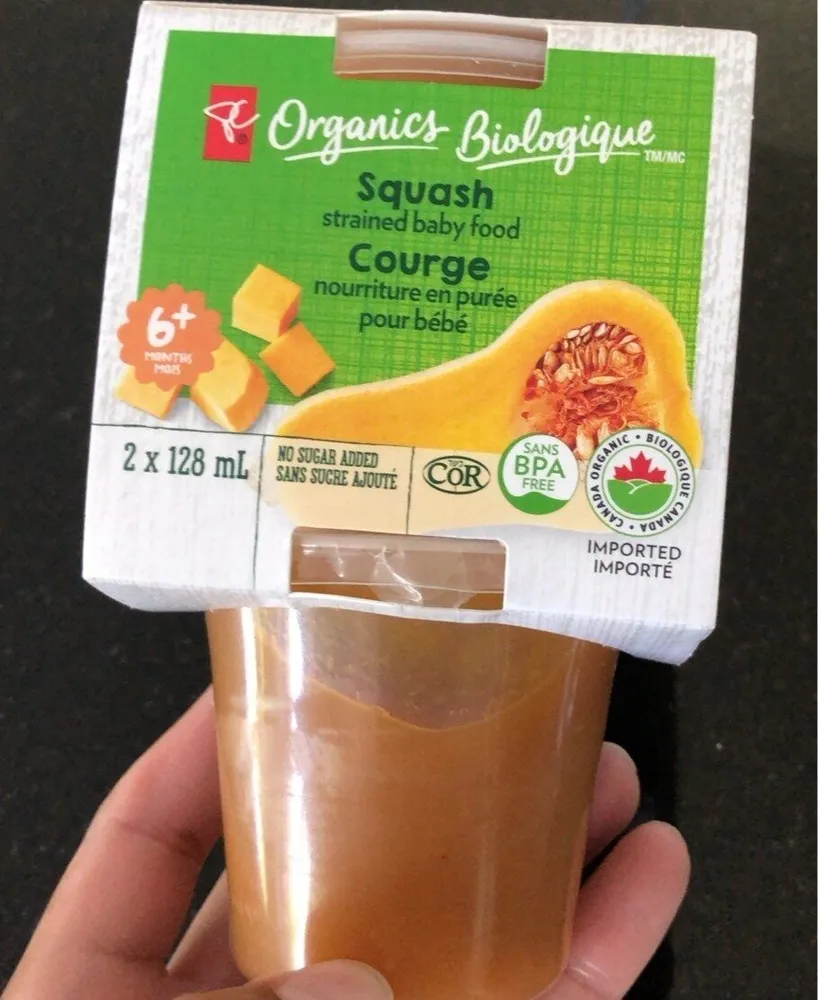 Squash strained baby food