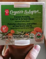 Sweet potato carrot and green beans strained baby food