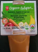 Bananes, pommes et carottes nourriture en purée pour bébés