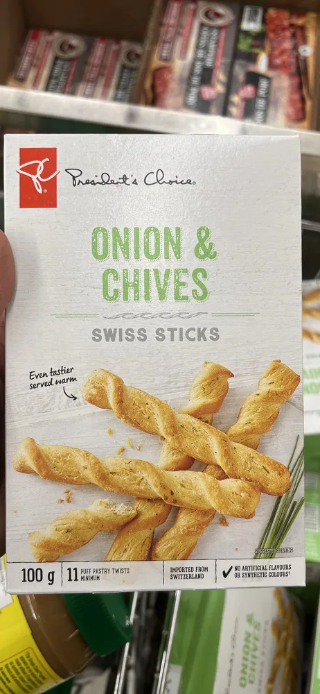 Onion and chive swiss sticks