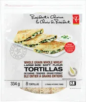 Whole grain whole wheat large size tortillas