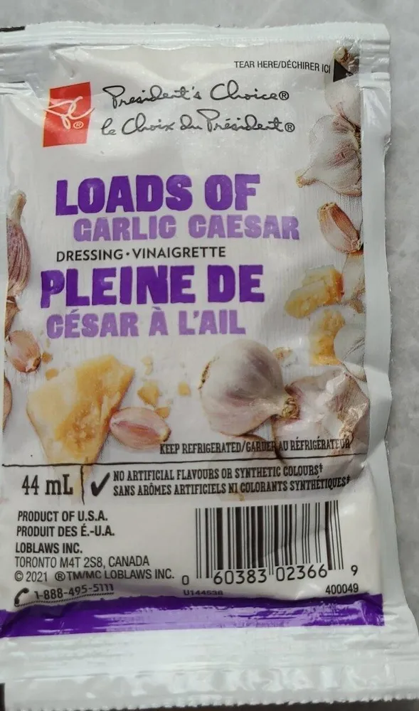 Loads of garlic Caesar dressing