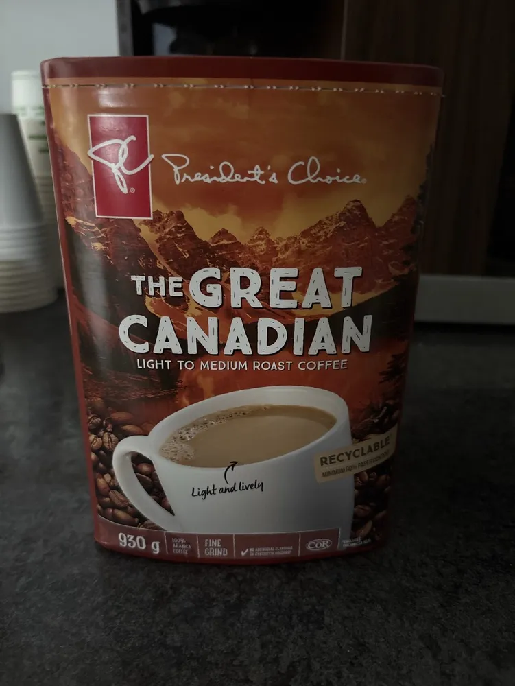 The Great Canadian light to medium rost coffee