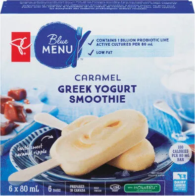 Caramel greek yogurt smoothie bars