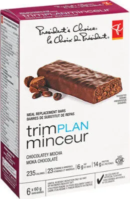 Trim plan chocolatey mocha meal replacement bars