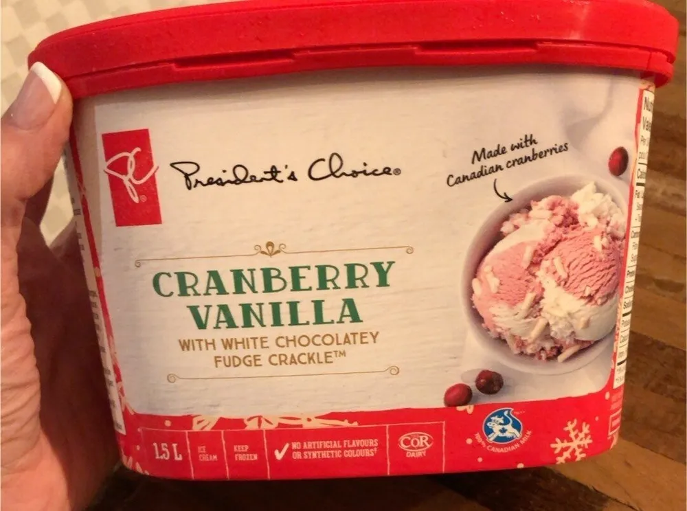 Cranberry Vanilla with White Chocolatey Fudge Crackle Ice Cream