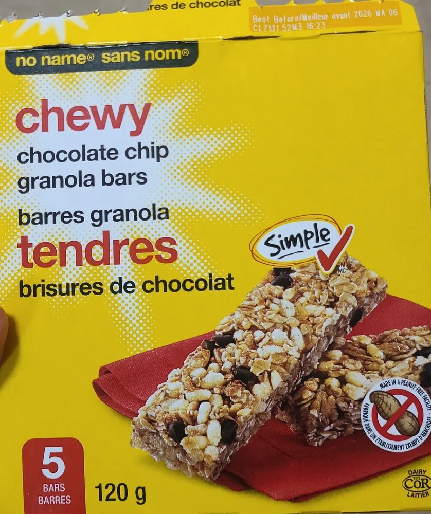Chewy Chocolat Chip Granola Bars