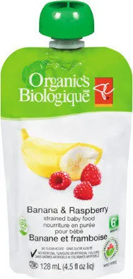 Banana & raspberry strained baby food
