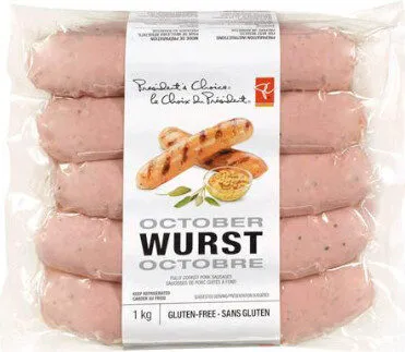 October wurst fully cooked pork sausages