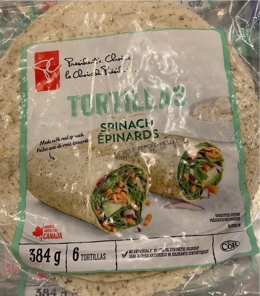 TORTILLAS SPINACH