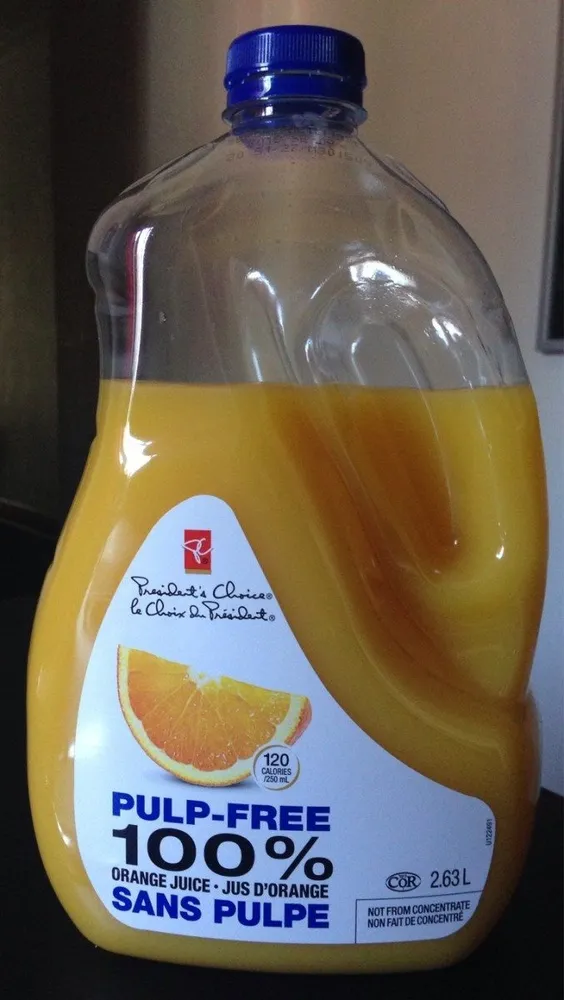 Jus d'orange sans pulpe 100%