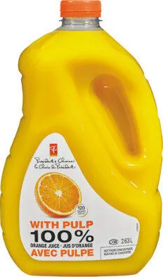 With pulp orange juice not from concentrate