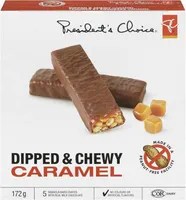Dipped & chewy caramel granola bars coated with