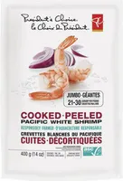 Cooked peeled responsibly farmed jumbo pacific white shrimp