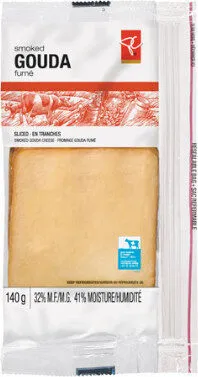 Sliced smoked gouda cheese