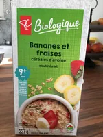 Banane et fraise, céréales d'avoine
