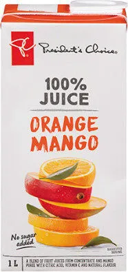 Orange mango juice blend from concentrate
