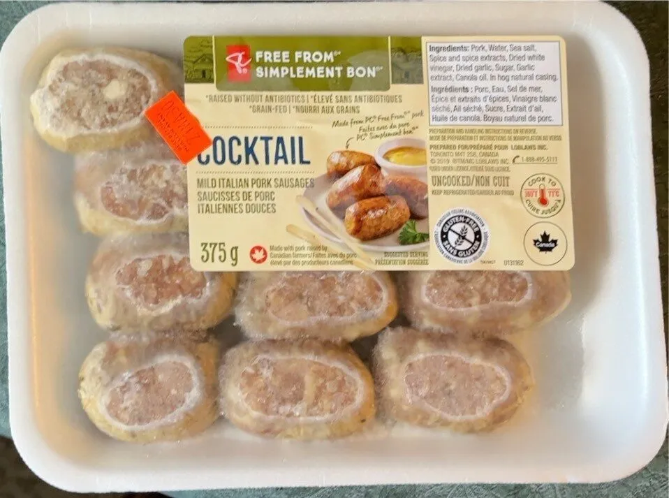Coctail mild italian pork sausages*raised without antibiotics