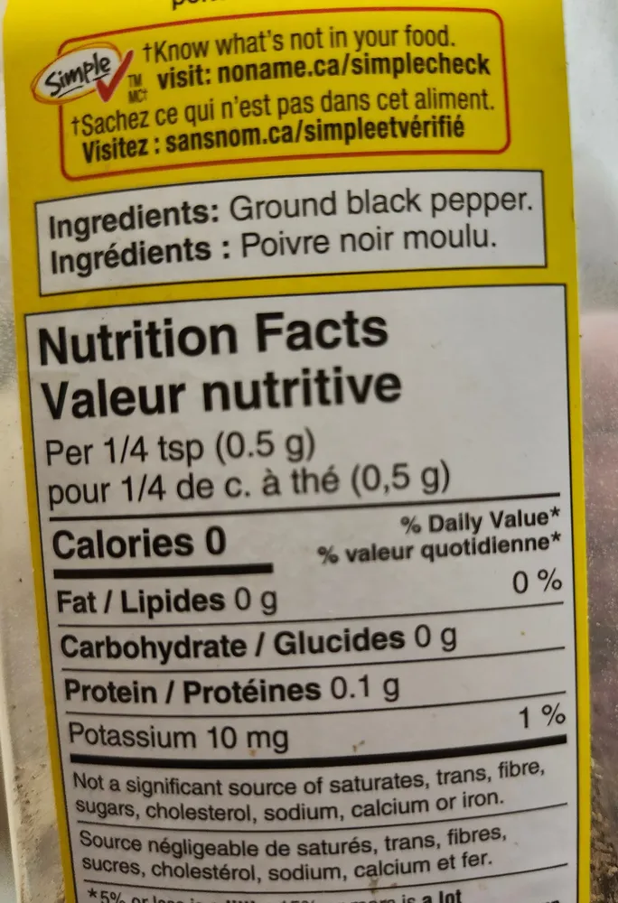 Ground black pepper, Poivre noir moulu